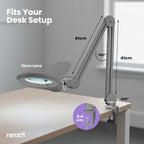 5" Wide Bifocal Lens – 1200 Lumens LED Magnifying Lamp for Crafts & Detail Works, Clamp Mount, Silver