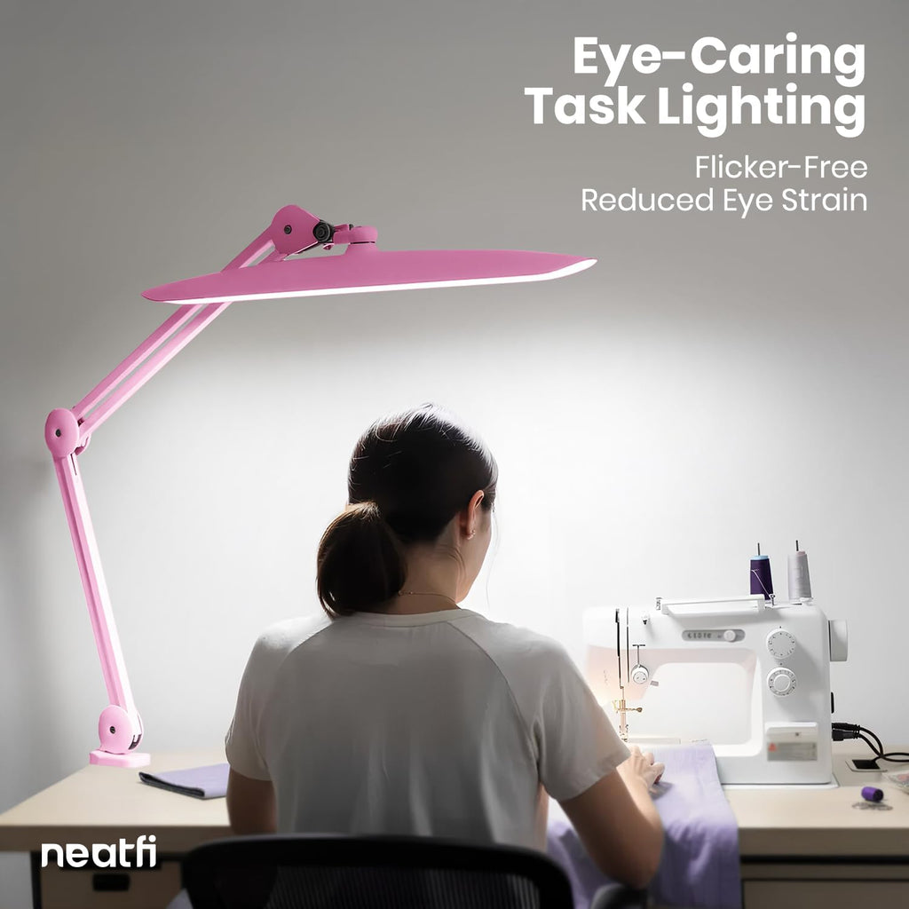 Lámpara LED de escritorio Pro Series de 20” – 2200 lúmenes, 3 modos de luz, IRC 95, regulable para uso en oficina en casa y manualidades, blanca