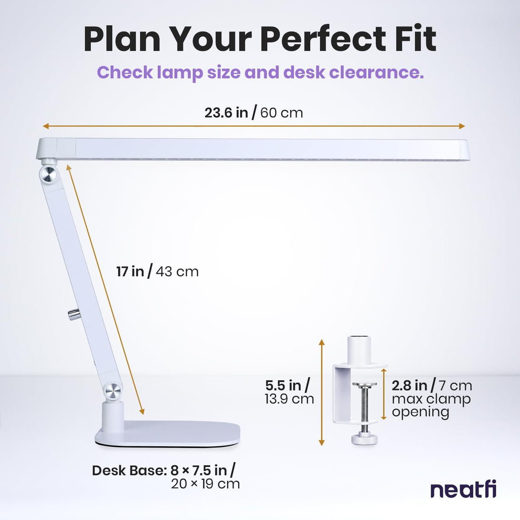 Professional LED Task Lamp, 20W, CRI 95, Stepless Dimming, White