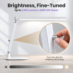 Professional LED Task Lamp, 20W, CRI 95, Stepless Dimming, White