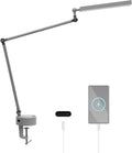 12W LED Table Lamp with Clamp, 3 Light Modes, USB Charging, Silver