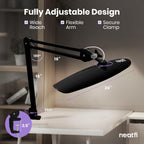 Lampe de bureau LED Pro Series 20 po – 2200 lumens, IRC 95, intensité réglable pour la maison, le bureau et les loisirs créatifs, noir