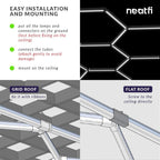 5 Hex 4,400 Lumens LED Ceiling Light – IP54 Rated Shop Lighting for Salons & AutoShops, Cool White