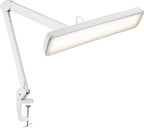 Lampe de bureau à LED de 2500 lumens avec pince – Abat-jour large de 22 pouces, 5 modes de couleur pour les ongles et l'artisanat, blanc