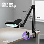 5" Wide Bifocal Lens – 1200 Lumens LED Magnifying Lamp for Crafts & Detail Works, Clamp Mount, Black