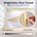 Professional LED Task Lamp, 20W, CRI 95, Stepless Dimming, Gold