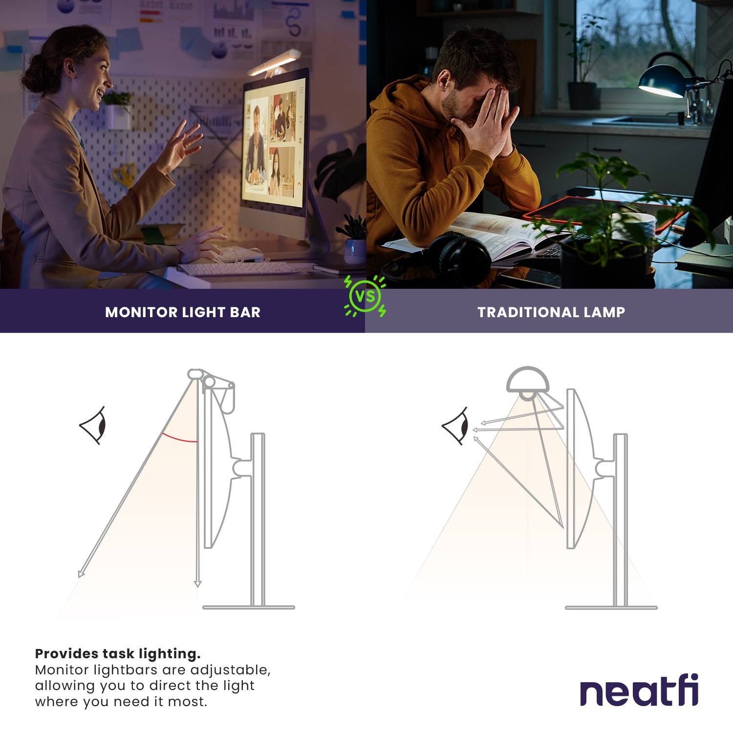 15.8" Monitor Light Bar with HD Webcam with USB-C Cable - Black