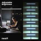 14” Wide LED Desk Lamp with Timer & Charging Port, Touch & Knob Controls, Black