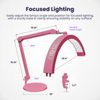 Half Moon LED Table Lamp with Base & Clamp – 2500 Lumens, 5 Light Modes for Nail Arts, Pink