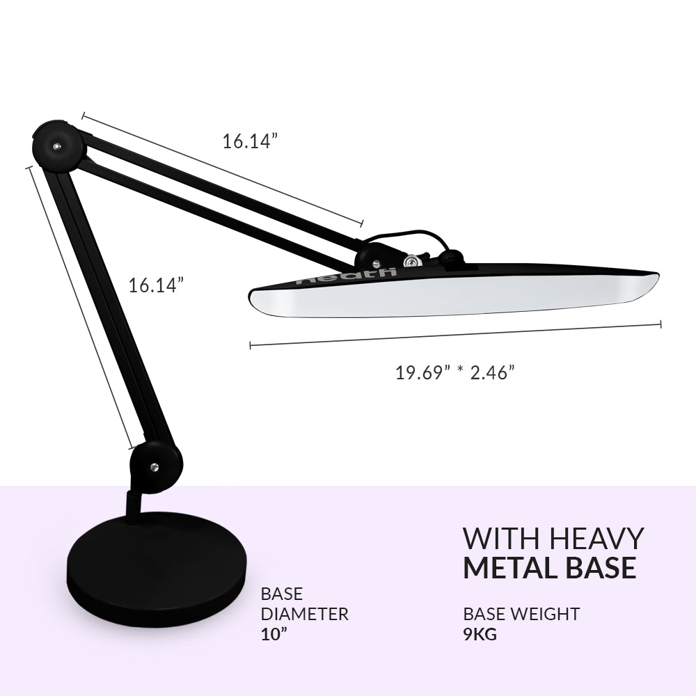 19” Wide Lamp XL 2,200 Lumens LED Task Lamp with Base - Black