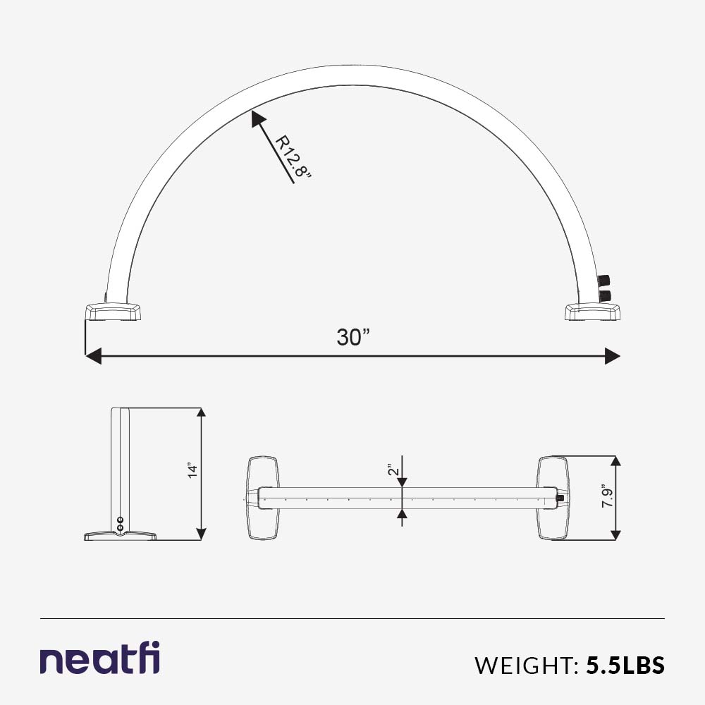 LED Half Moon Light – 1600 Lumens, 3 Color Modes, Dimmable Task Light for Nail Techs & Estheticians
