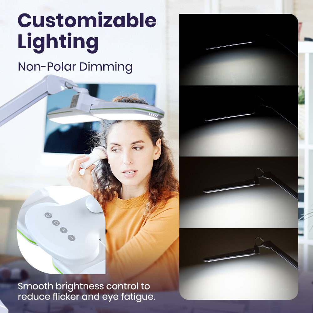 17” LED Desk Lamp with Clamp – Wide Shade Elite HD XL, 3 Adjustable Light Modes – Green Ring