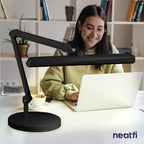 2500 Lumens LED Desk Lamp with Base – 22" Wide Shade, 5 Color Modes for Nails & Crafts, Black