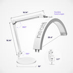 Half Moon LED Table Lamp with Base & Clamp – 2500 Lumens, 5 Light Modes for Nail Arts, White