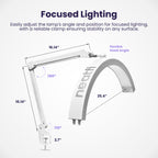 Half Moon LED Table Lamp with Clamp – 2500 Lumens, 5 Light Modes for Nail Arts & Facials, White