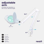7" Wide Glass Lens Elite Super LED Magnifying Lamp with Clamp, 3 Diopter & 12 Diopter, 3 Light Modes - White