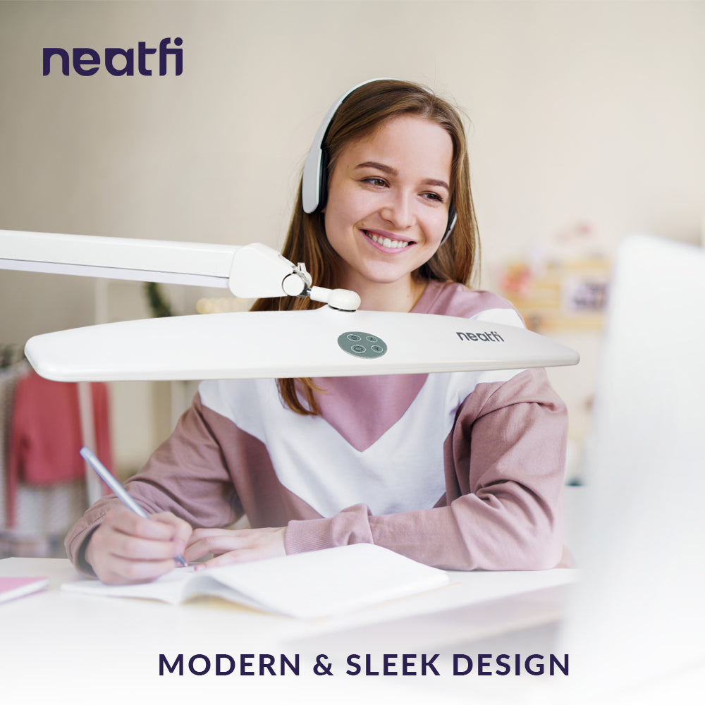 2260 Lumens Elite Task Lamp with Clamp – 22" Wide, 3 Color Modes for Nails & Crafts, White