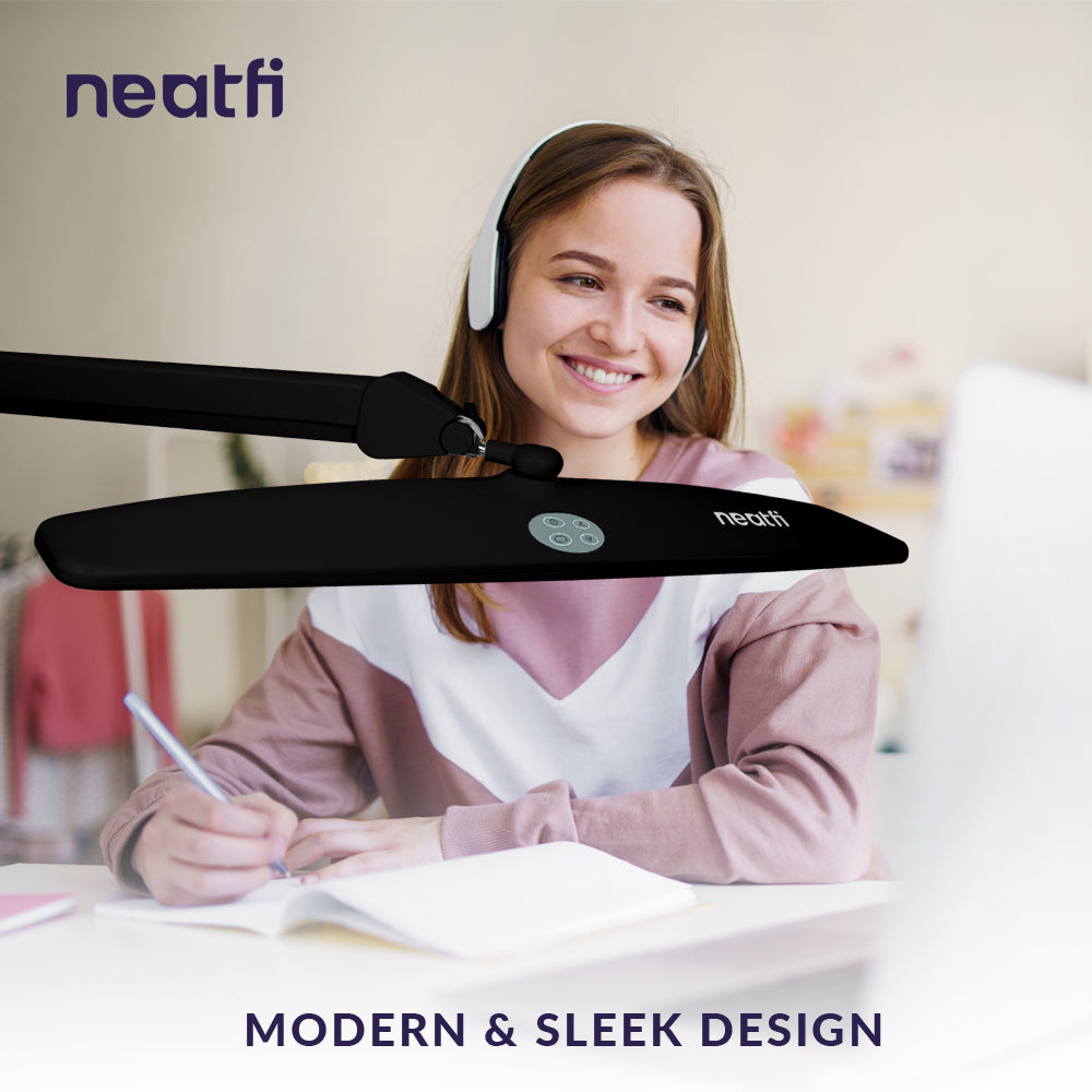 2260 Lumens Elite Task Lamp with Clamp – 22" Wide, 3 Color Modes for Nails & Crafts, Black