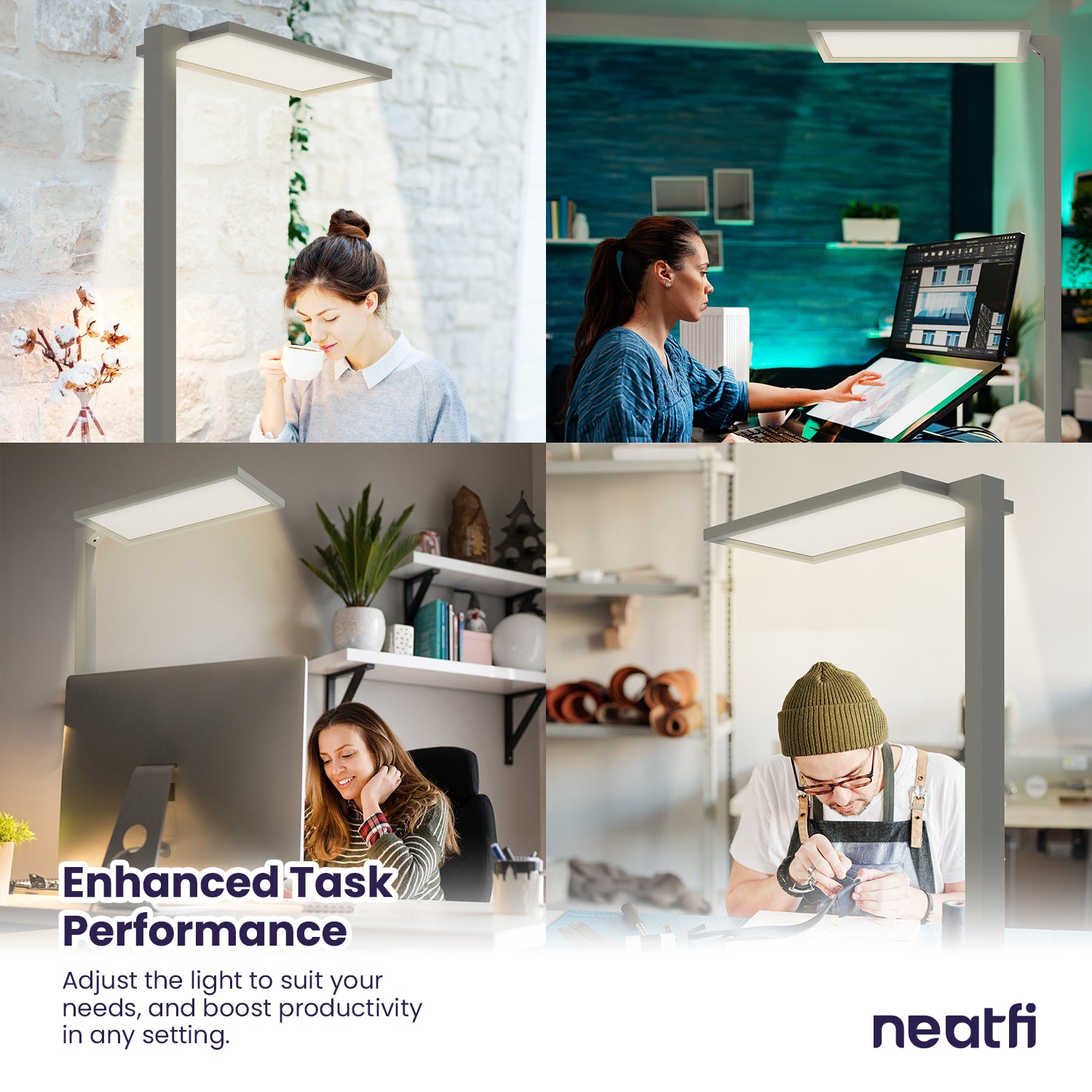 Premium LED Desk Lamp with Clamp - Touch Control Desk Lamps for Office, Clamp-on Nail Desk Lamp, 70W Ultra Bright Architect Desk Light - Gray