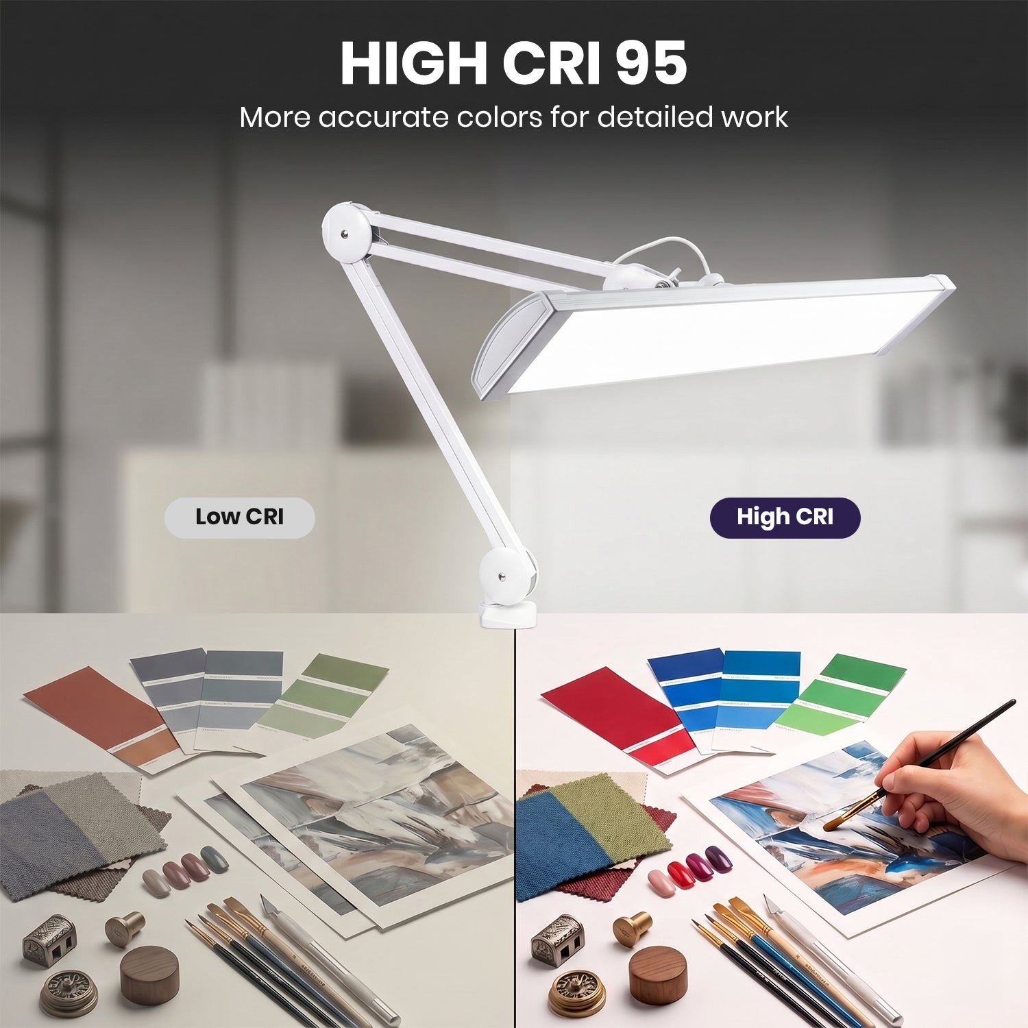 Neatfi Pro Series Ultra LED Desk Lamp – 3,500 Lumens, CRI 95, 26-Inch Wide, Adjustable CCT & Brightness Levels, White