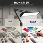 Lámpara de escritorio LED moderna Pro Series XL, 58 cm de ancho, 2200 lúmenes, CRI 95, regulable, brazo ajustable con abrazadera
