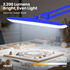 20” Wide Head LED Desk Lamp with Clamp – 2200 Lumens Task Light for Home Office & Crafts, Sapphire Blue