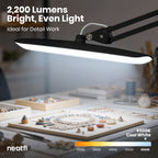 20” Wide Head LED Desk Lamp with Base – 2200 Lumens Task Light for Home Office & Crafts, Black