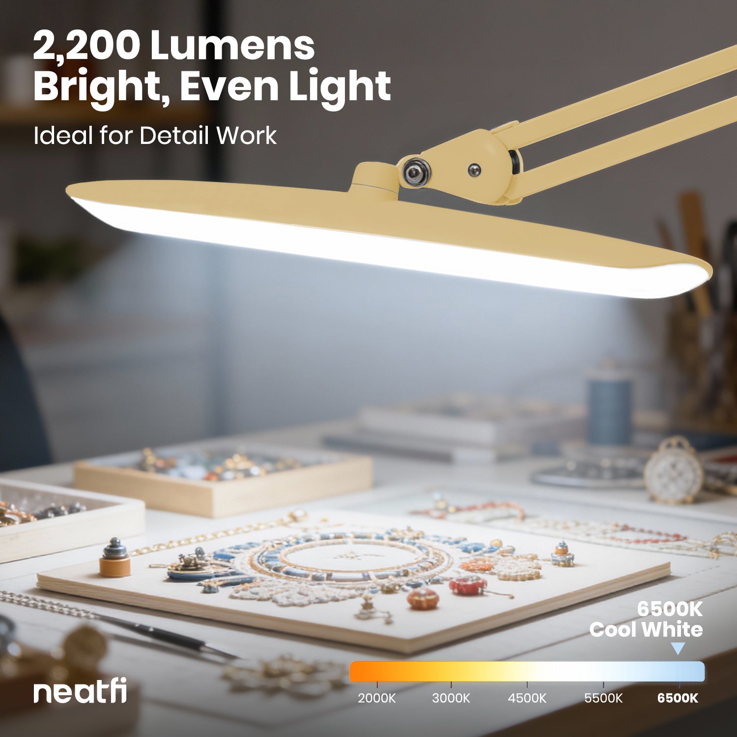 20” Wide Head LED Desk Lamp with Clamp – 2200 Lumens Task Light