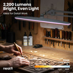 23” Wide Shade, 2200 Lumens LED Desk Lamp with Clamp – Dimmable, Eye-Caring Task Light, Pink Ring