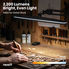 23” Wide Shade, 2200 Lumens LED Desk Lamp with Base – Dimmable, Eye-Caring Task Light, Black