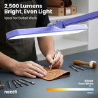 22” Wide Shade LED Desk Lamp with Clamp – 2500 Lumens Task Light for Workbench & Crafts, Lavender