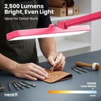 Lampe de bureau LED à pince de 56 cm de large – Lampe de travail de 2500 lumens pour établi et travaux manuels, rose