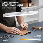 Lampe de bureau à pince LED 22" de large – Lumière de travail 2500 lumens pour établi et travaux manuels, blanche
