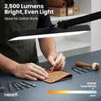 22” Wide Shade LED Desk Lamp with Clamp – 2500 Lumens Task Light for Workbench & Crafts, Black