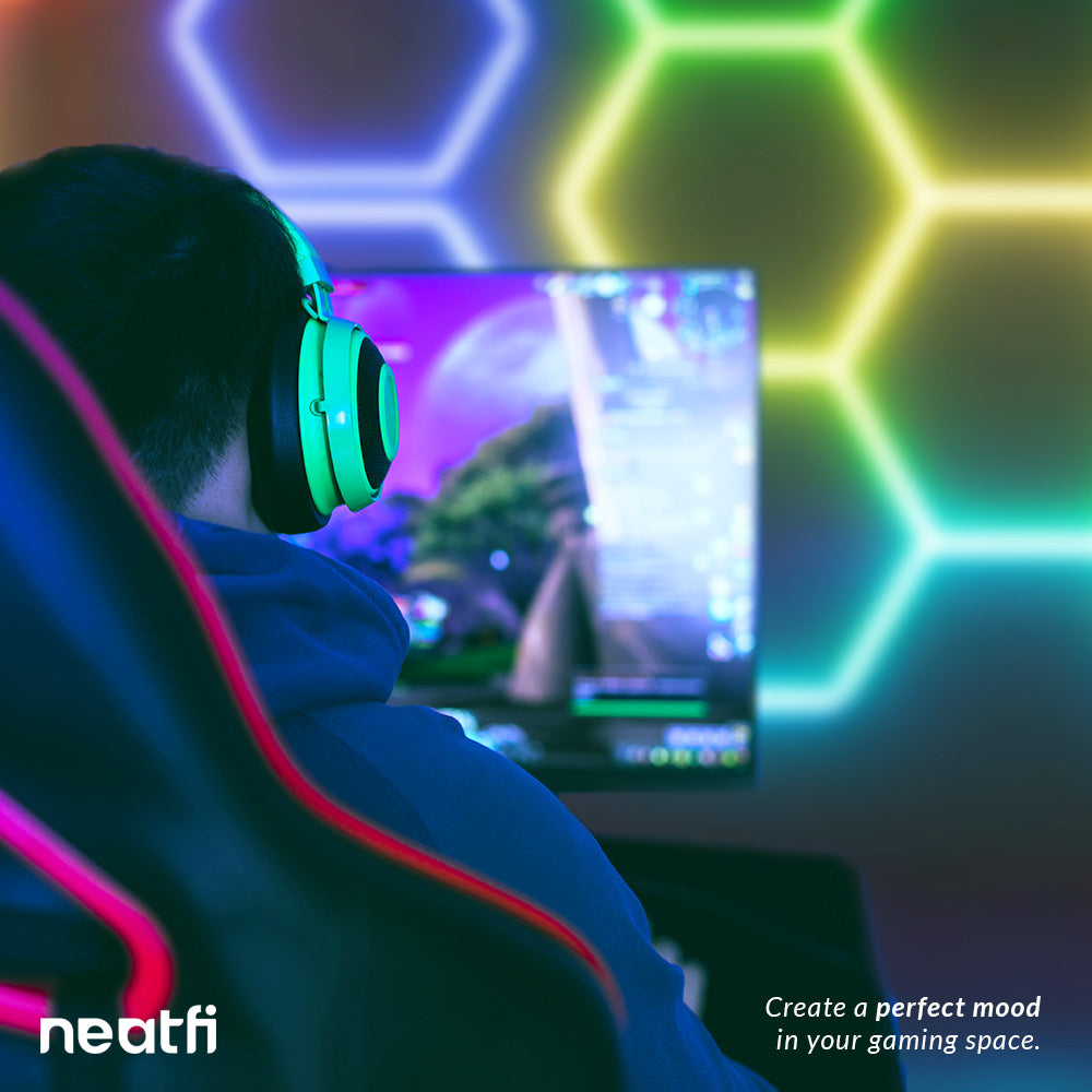 5 Hex Grids RGB LED Ceiling Light – P54 Rated Shop Lighting for Gaming Rooms & Home Theaters