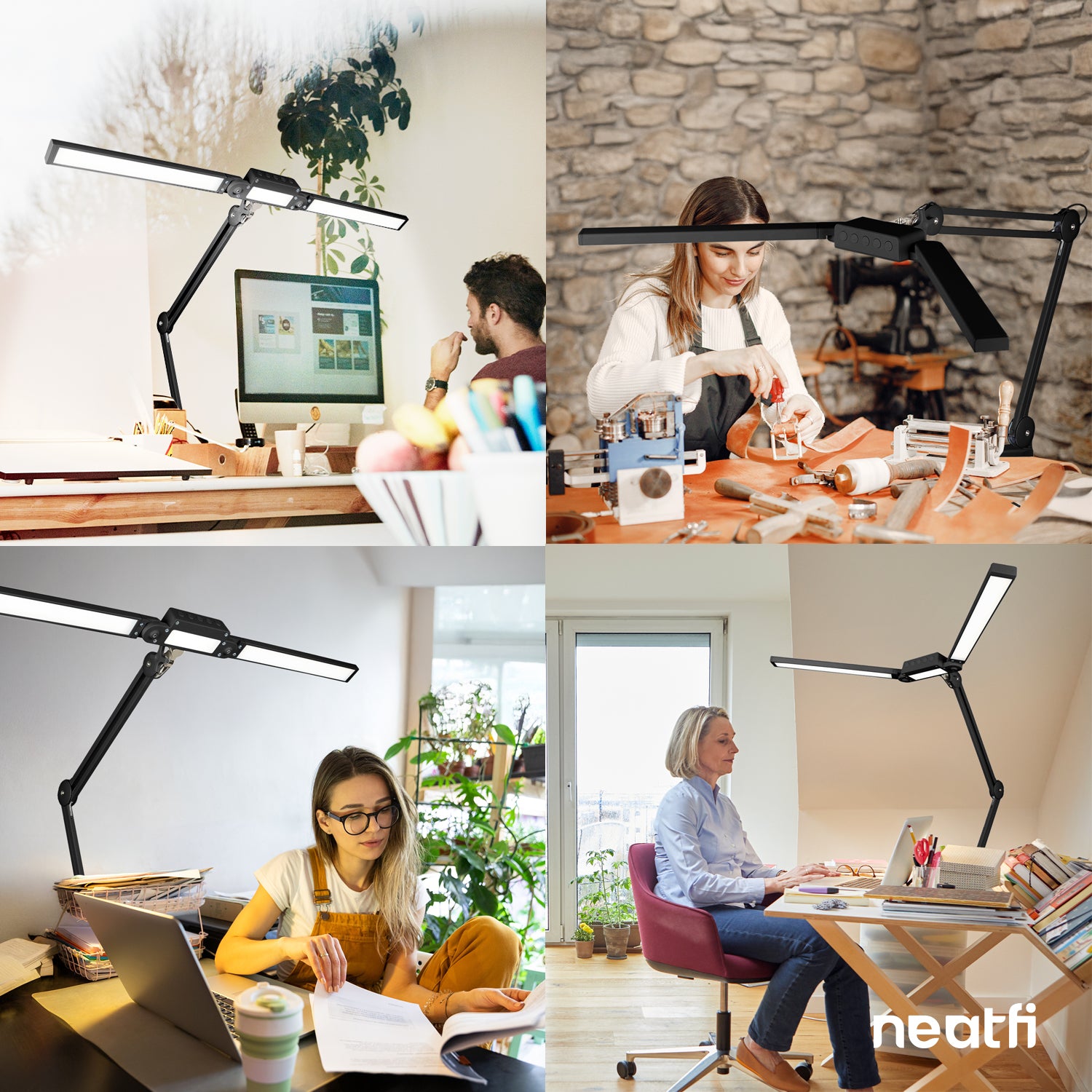 41” Wide Shade, 3000 Lumens LED Desk Lamp with Clamp – CRI 95, 3 Color Modes, Dimmable Task Light, Black