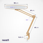 20” Wide Head LED Desk Lamp with Clamp – 2200 Lumens Task Light for Home Office & Crafts, Gold