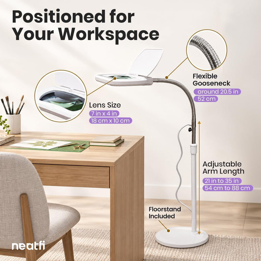 Lampe de travail Elite 2260 lumens avec pince – 22" de large, 3 modes de couleur pour les ongles et l'artisanat, Noir