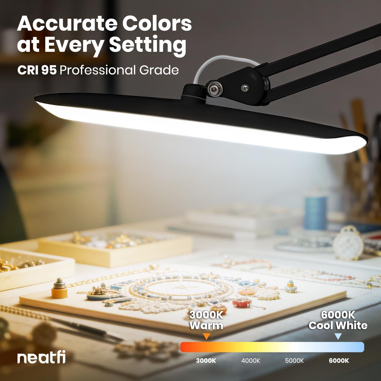 Pro Series 20” LED Desk Lamp – CRI 95, 3 Light Modes, 2200 Lumens, Black