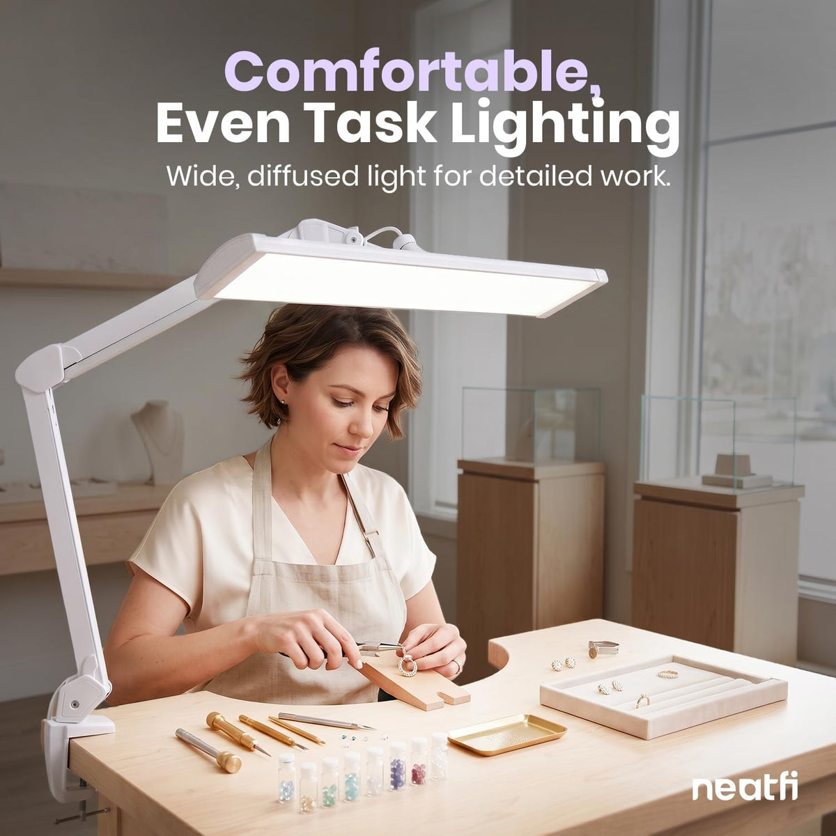 Pro 2300 Lumens 30W LED Task Lamp, Clamp, CRI 95, 24-Inch Head, CCT, White