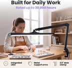 Lampe de bureau LED à tête large de 20 po avec pince – Lampe de travail de 2200 lumens pour bureau à domicile et travaux manuels, noire