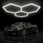 3 Hexagon 9,000 Lumens LED Ceiling Light – IP54 Rated Shop Lighting for Car Detailing, Cool White