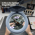 5" Wide Bifocals Lens – 1200 Lumens LED Magnifying Lamp for Crafts & Detail Works, Clamp Mount, Gray