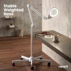 5" Wide Bifocals Glass Lens – 1200 Lumens LED Magnifying Floor Lamp with Rolling Base, White
