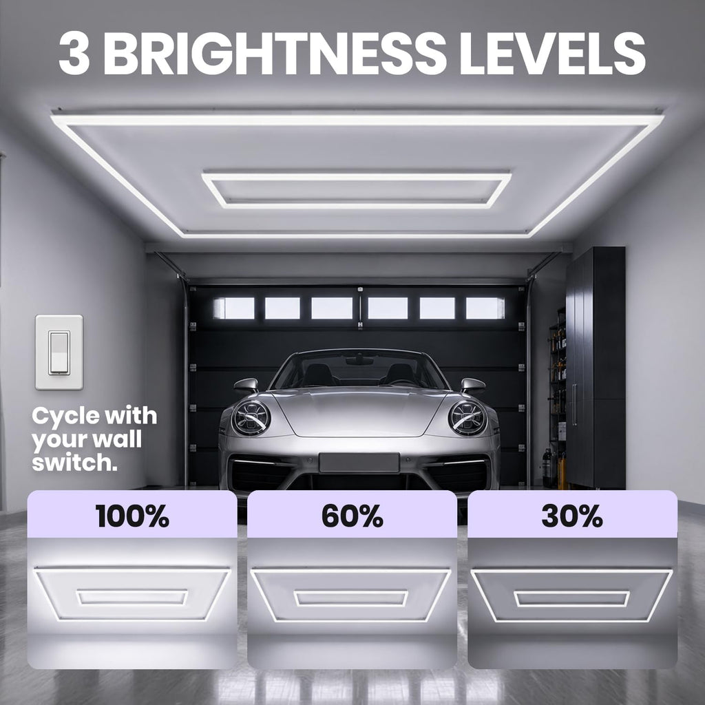 Plafonnier LED 2 rectangles 35 200 lumens avec kit de suspension pour magasins et salles de sport, blanc froid