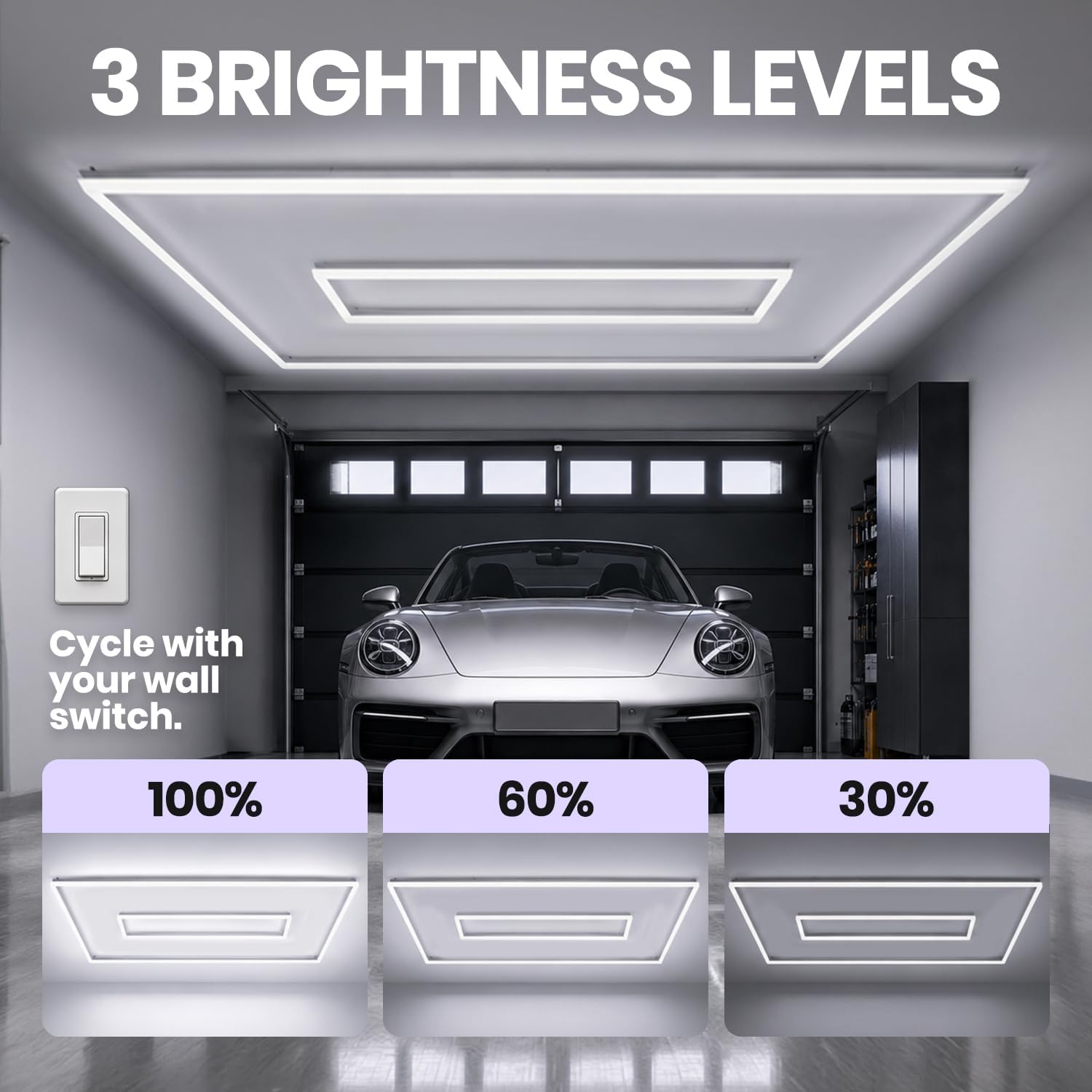 Plafonnier LED 2 rectangles 35 200 lumens avec kit de suspension pour magasins et salles de sport, blanc froid
