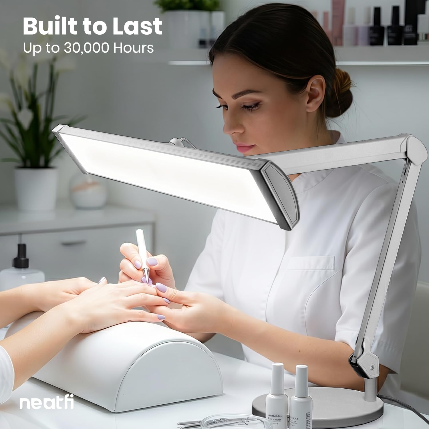 Lampe de bureau LED 3500 lumens avec base – 66 cm ultra-large, 3 modes d'éclairage, contrôle tactile, blanc