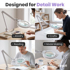 Lámpara de Tareas Elite de 2260 Lúmenes con Abrazadera – 22" de Ancho, 3 Modos de Color para Uñas y Manualidades, Negro