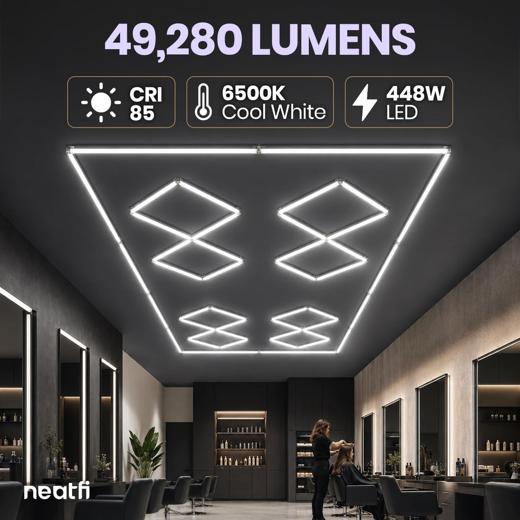 49,280 Lumens LED Garage Light, 8-Hex Grid, Close-to-Ceiling, Cool White
