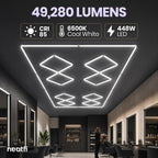 49,280 Lumens LED Garage Light, 8-Hex Grid, Close-to-Ceiling, Cool White